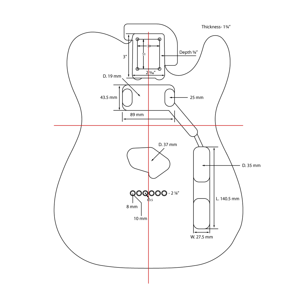 AE Guitars® T-Style Paulownia Guitar Body Seafoam Green and Vintage White Sides