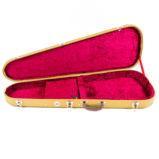 Teardrop Tweed Guitar Case with Burgundy Plush Lining for Strat/Tele Styles