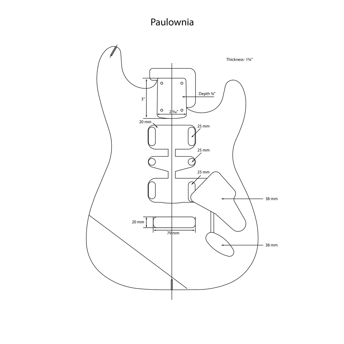 AE Guitars® S-Style Paulownia Replacement Guitar Body Vintage White