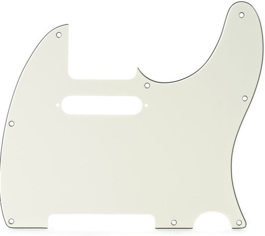Tele Pickguard 3-Ply | 8-Hole Mount | Fits Telecaster Style Guitars | Shielded | White Black White