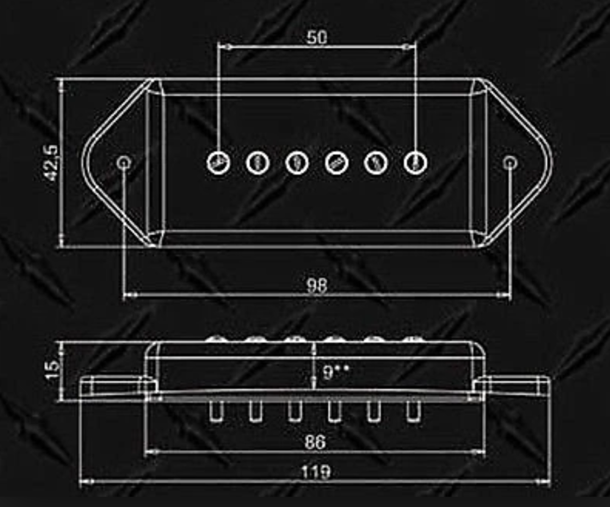Artec Alnico 5 P90 Dog Ear Arched Pickup Set Chrome