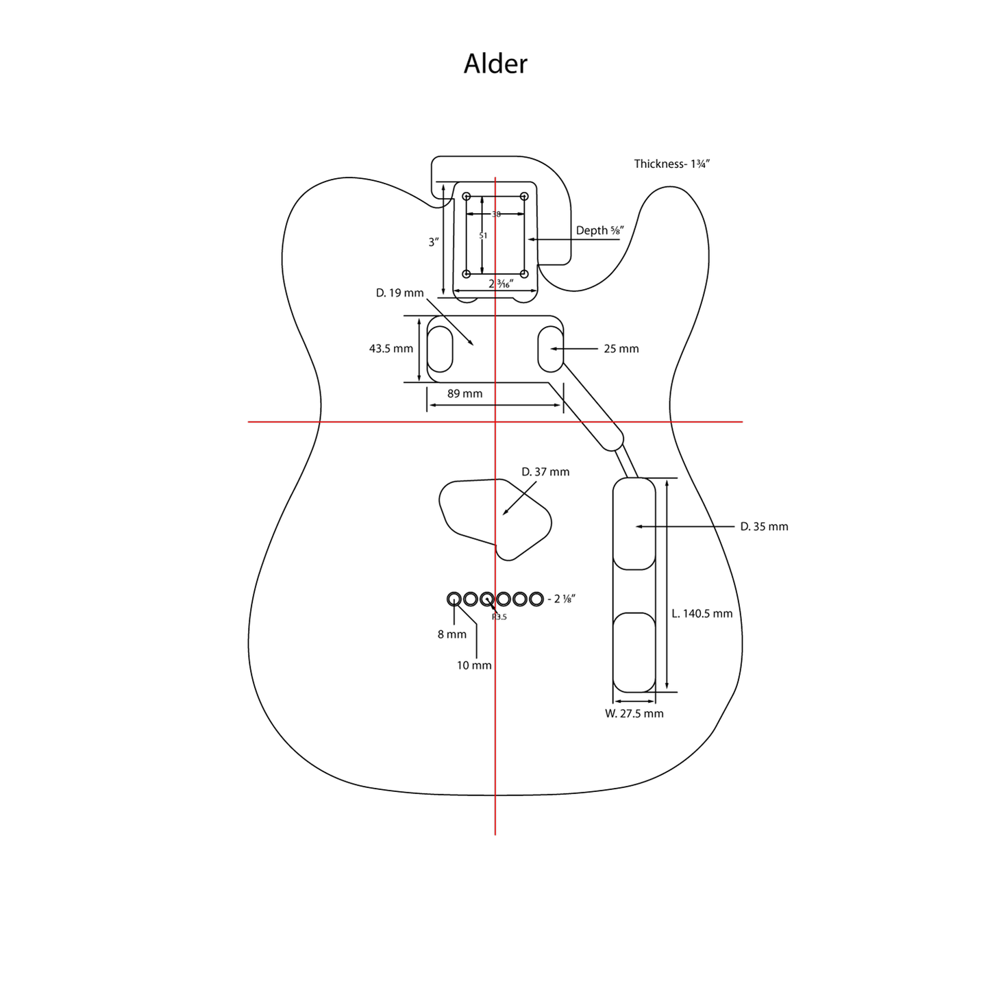 AE Guitars® T-Style Alder Replacement Guitar Body Natural Finish