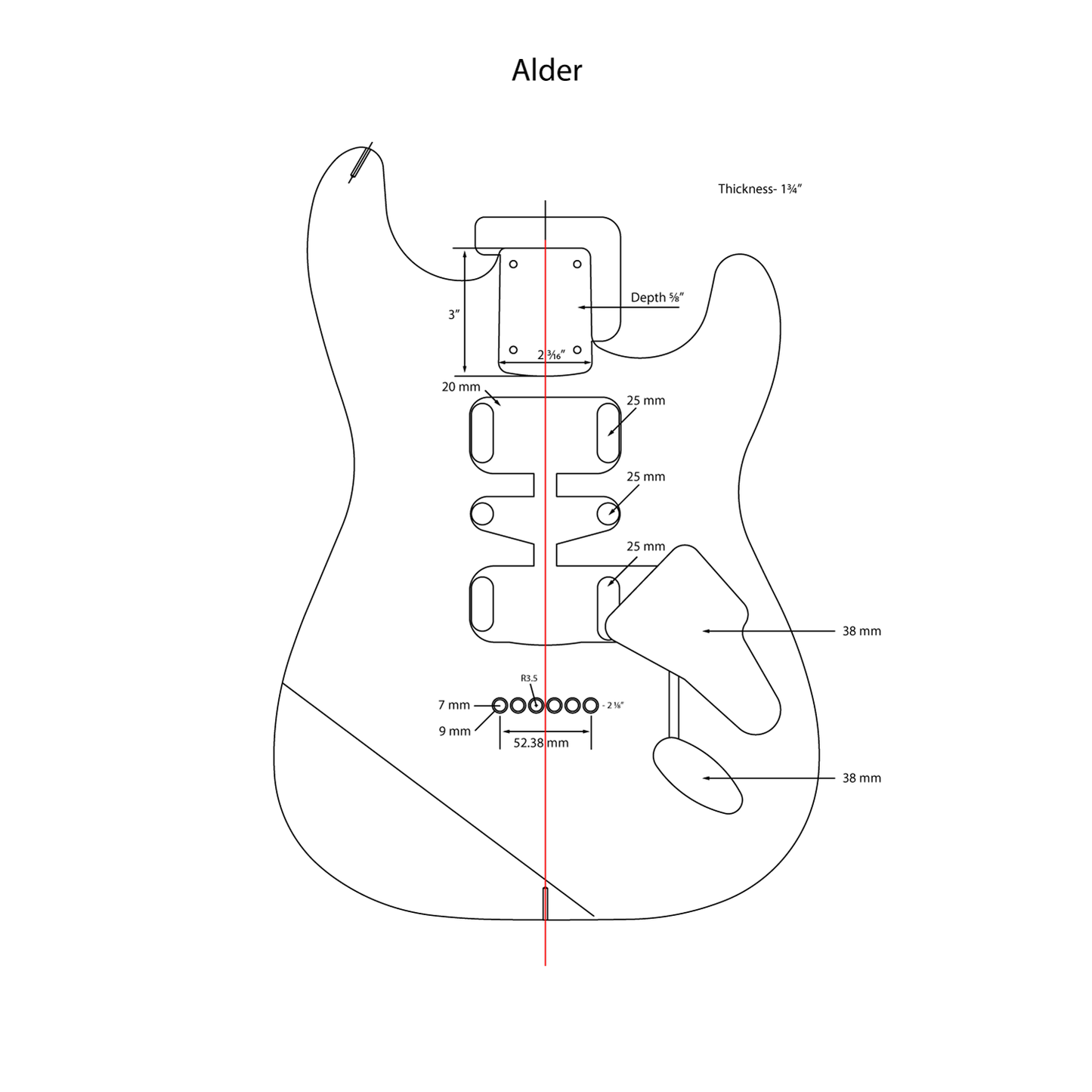 AE Guitars® S-Style Alder Replacement Guitar Body Metallic Red
